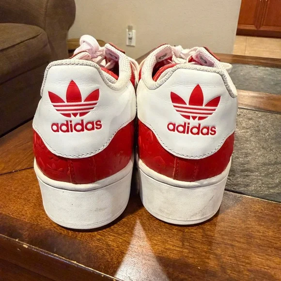 Adidas Red and White Women's Sneakers - Picture 5 of 6